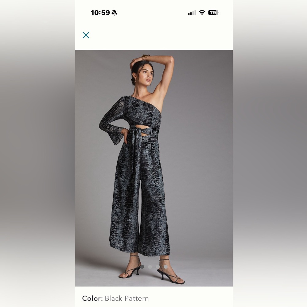 Elegant Black One-Shoulder Jumpsuit from Anthropologie